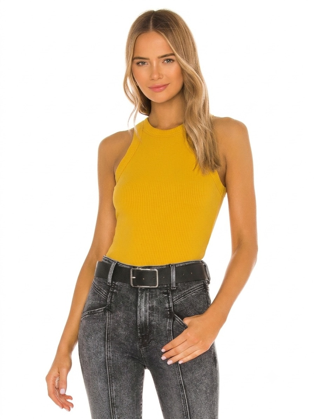 Wesley WSLY Rivington Ribbed Tank, Yellow, Size S